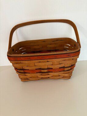 Vintage 1994 Signed Longaberger Red & Brown Rectangular Basket